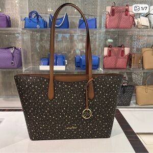 Michael Kors Brown Arden Signature Star-Print Tote Handbag